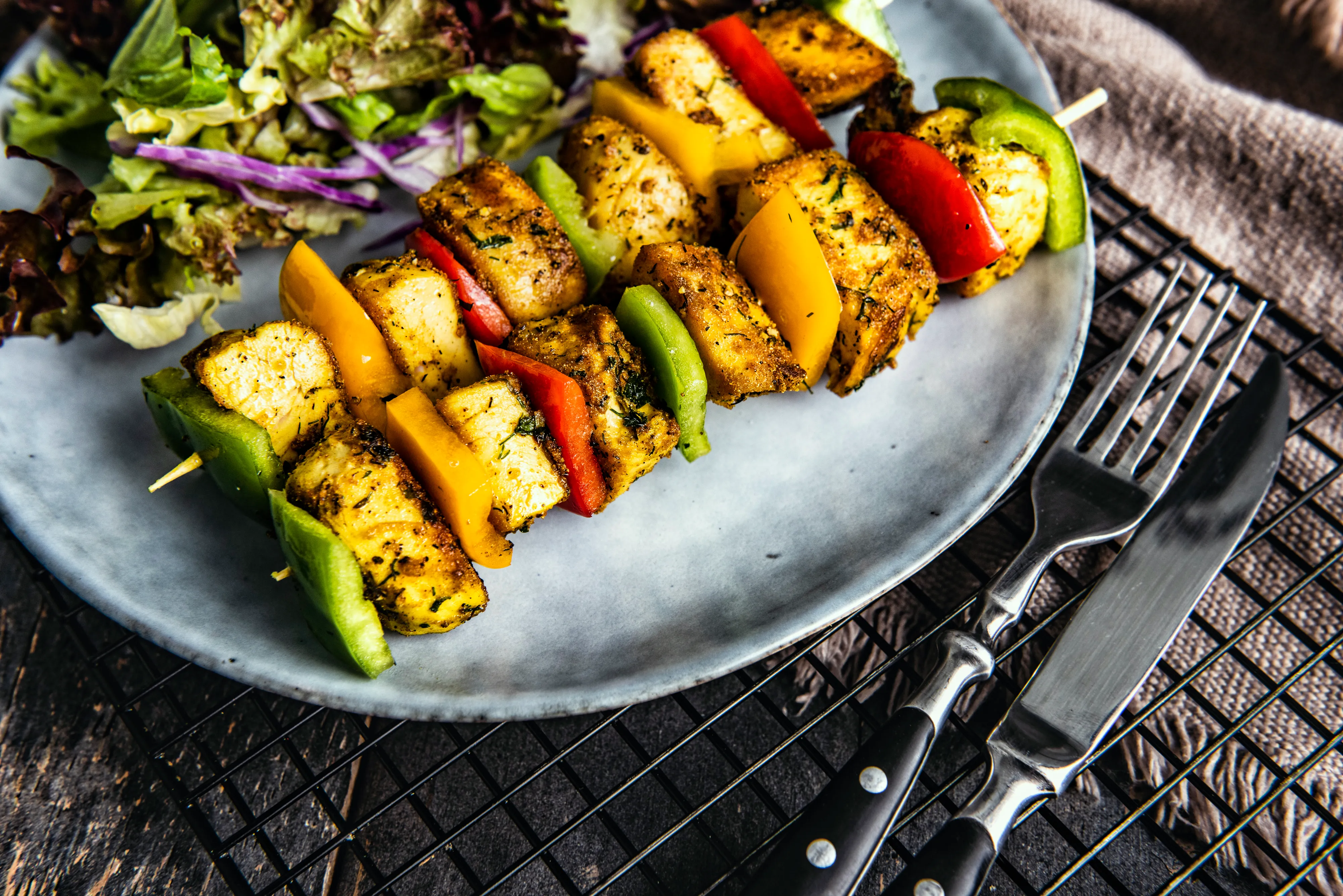 Baked Chicken Tikka Skewers — final dish