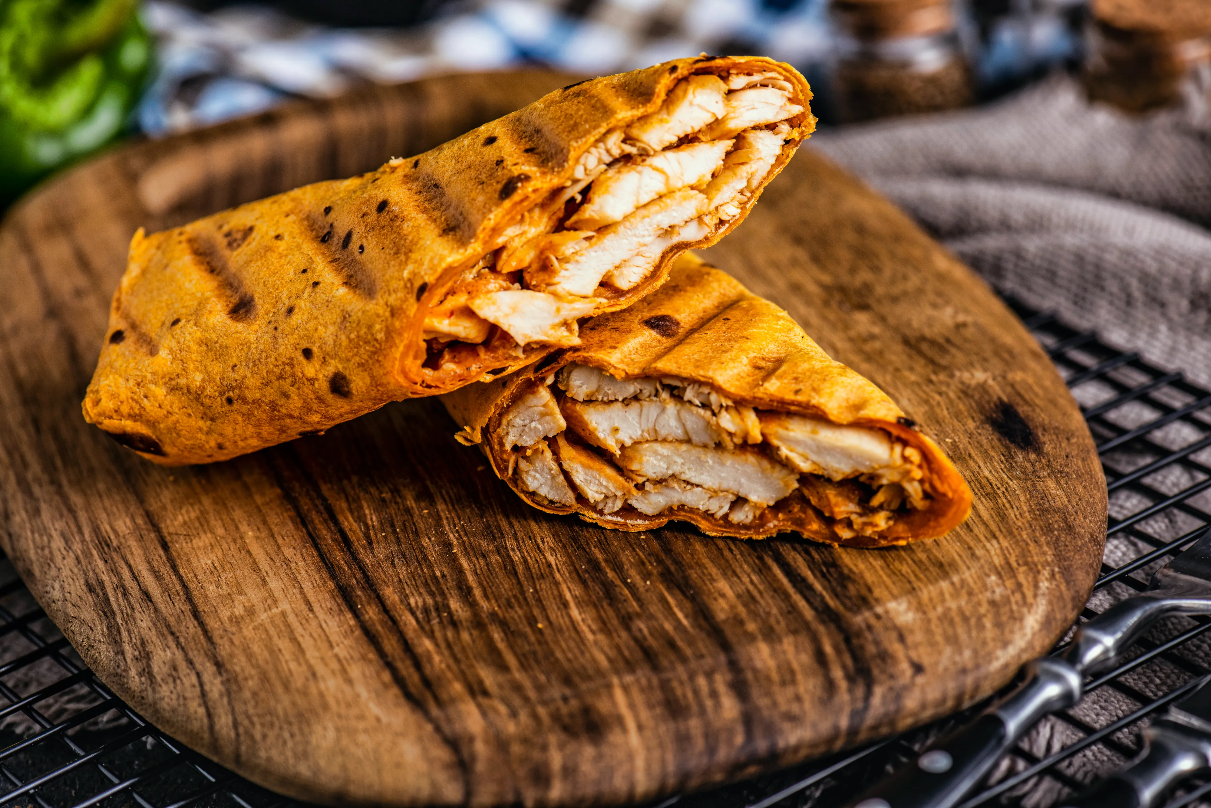Chicken Tikka Wrap with Yogurt Mustard Sauce — final dish