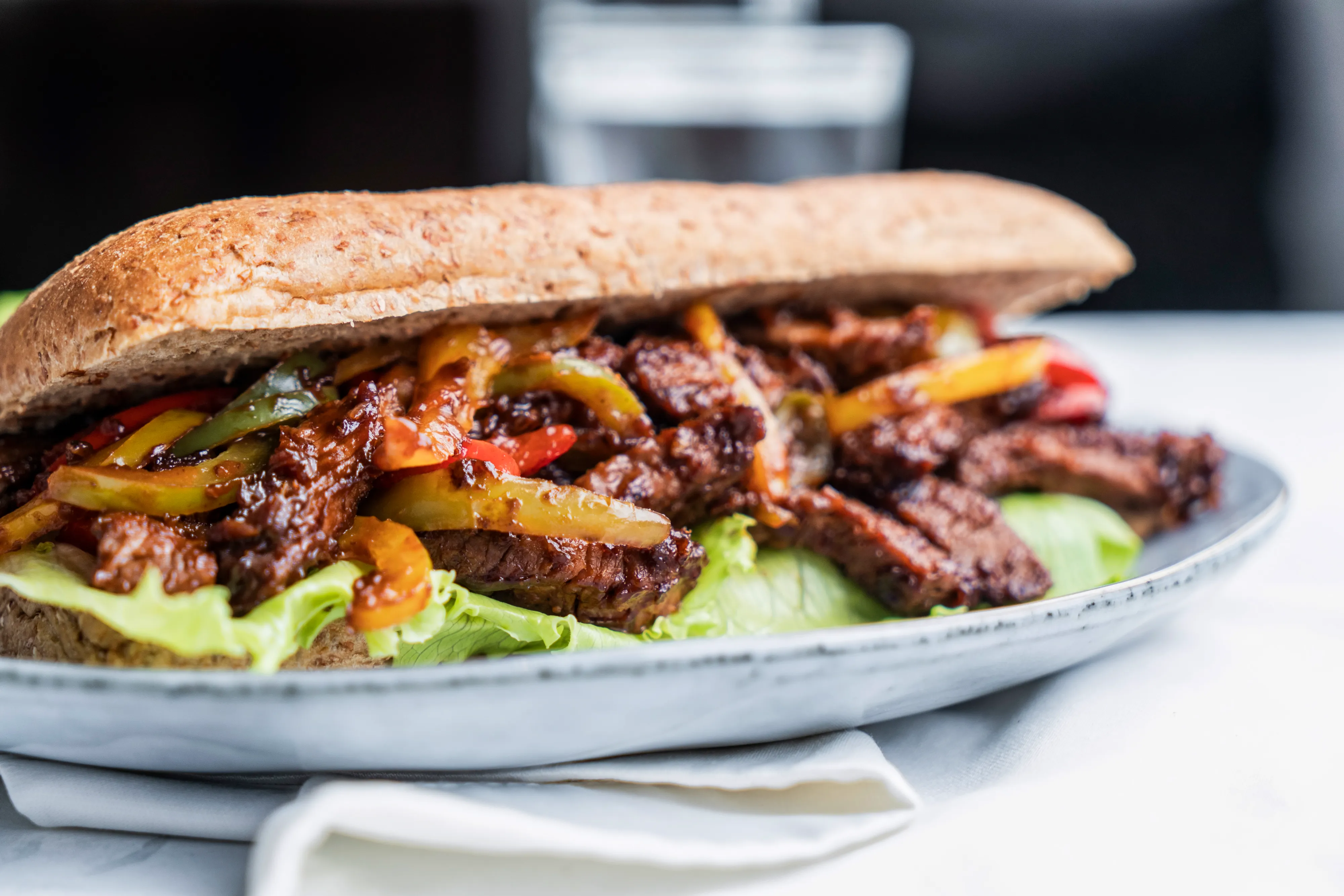 Fire-Grilled Steak & Pepper Panini